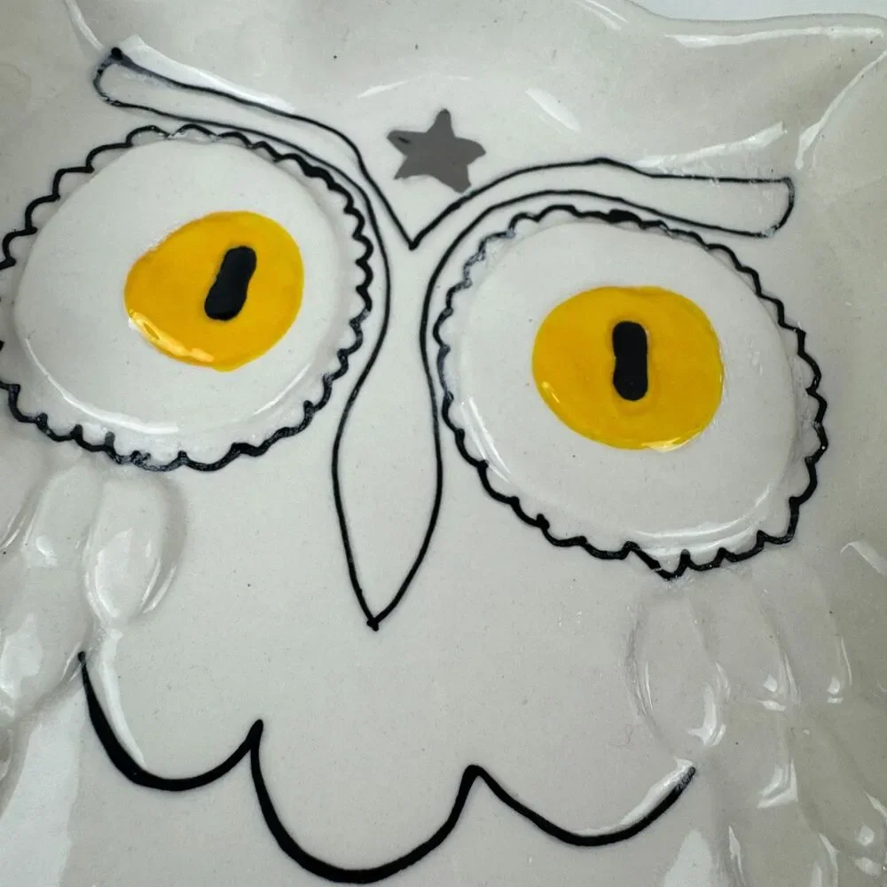 Anthropologie Francesca Kaye Halloween Magic Owl Ceramic Serving Decor Plate